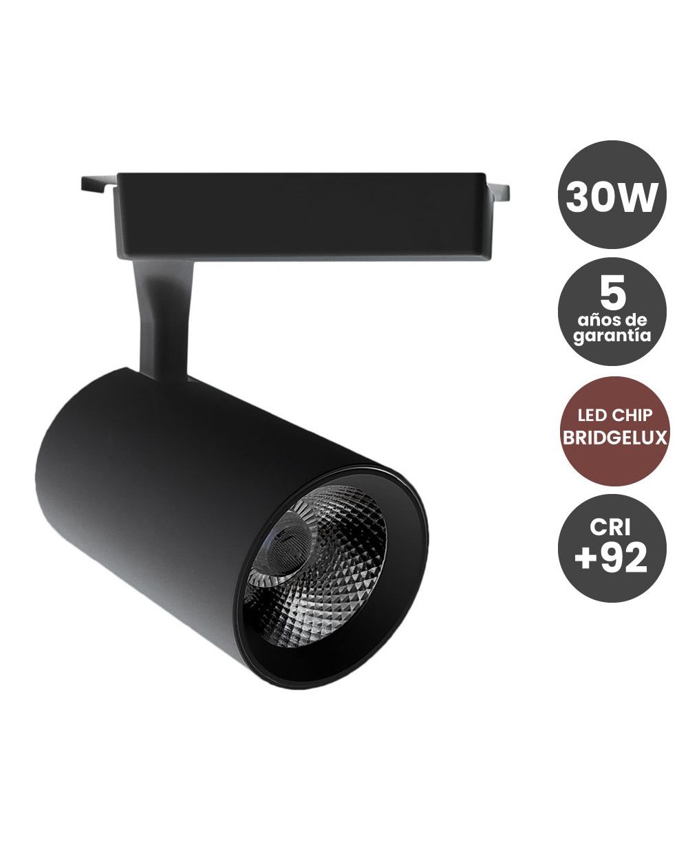 foco-led-30w-negro-chip-bridgelux-carril-monofasico-cri-92-no-flick